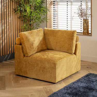 Quatropi Modular 2 Seater Small Modern Sectional Sofa Couch Mustard Fabric