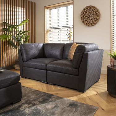Quatropi Modular 2 Seater Small Modern Sectional Sofa Couch Set Black Fabric