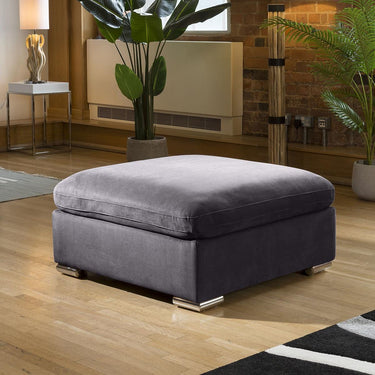 Quatropi Modular 3 Seater Modern Sofa Chaise Footstool Dark Grey Fabric
