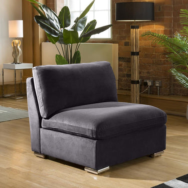 Quatropi Modular 3 Seater Modern Sofa Chaise Footstool Dark Grey Fabric