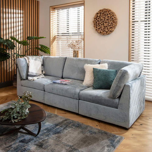 Sully 3 Seater Modular Sofa Blue Chenille 240x80cm 1