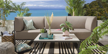 Quatropi Modular Garden Sofa 3 Seat Set Outdoor Patio Modern Beige Aluminium