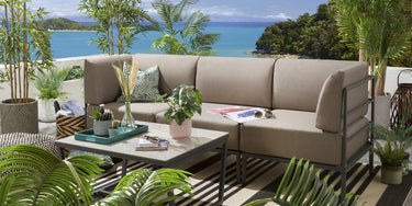 Quatropi Modular Garden Sofa 3 Seat Set Outdoor Patio Modern Beige Aluminium