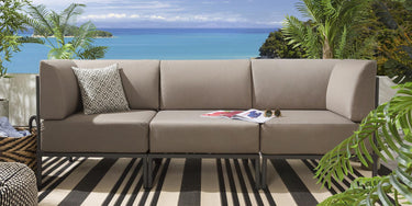 Quatropi Modular Garden Sofa 3 Seat Set Outdoor Patio Modern Beige Aluminium