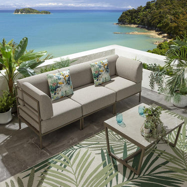Quatropi Modular Garden Sofa 3 Seat Set Outdoor Patio Modern Cream Aluminium