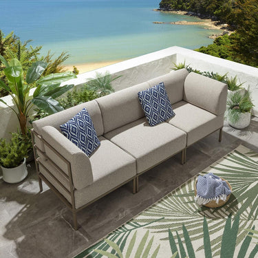 Quatropi Modular Garden Sofa 3 Seat Set Outdoor Patio Modern Cream Aluminium