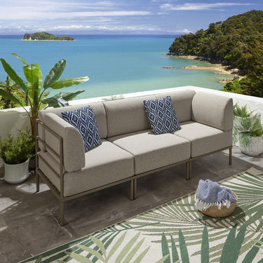 Quatropi Modular Garden Sofa 3 Seat Set Outdoor Patio Modern Cream Aluminium