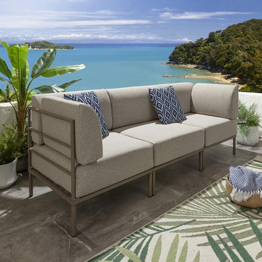 Quatropi Modular Garden Sofa 3 Seat Set Outdoor Patio Modern Cream Aluminium