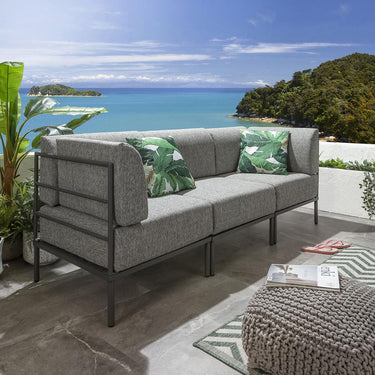Quatropi Modular Garden Sofa 3 Seat Set Outdoor Patio Modern Grey Aluminium