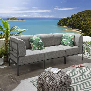 Quatropi Modular Garden Sofa 3 Seat Set Outdoor Patio Modern Grey Aluminium