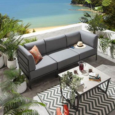 Quatropi Modular Garden Sofa 3 Seat Set Outdoor Patio Modern Grey Aluminium