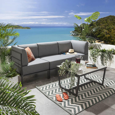 Quatropi Modular Garden Sofa 3 Seat Set Outdoor Patio Modern Grey Aluminium