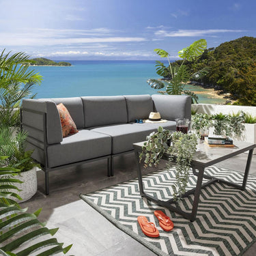 Quatropi Modular Garden Sofa 3 Seat Set Outdoor Patio Modern Grey Aluminium