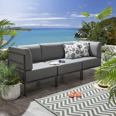 Quatropi Modular Garden Sofa 3 Seat Set Outdoor Patio Modern Grey Aluminium