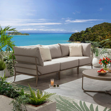 Quatropi Modular Outdoor Garden Sofa Set Aluminium Cream Beige 255cm