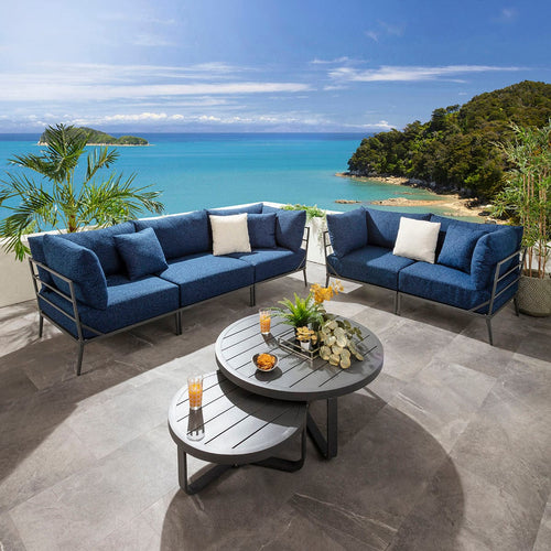 Cleo Modular Outdoor 2 & 3 Seater Garden Sofa Set Midnight Blue 255cm & 170cm S2+S3