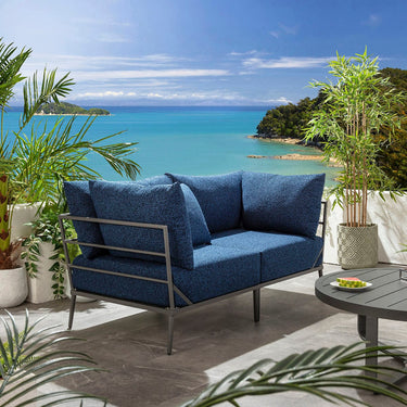 Quatropi Modular Outdoor Garden Sofa Set Aluminium Dark Blue 170cm