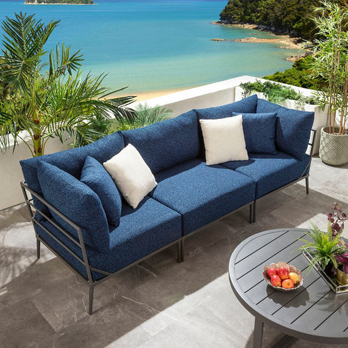 Cleo Modular Outdoor Garden Sofa Set Midnight Blue 255cm S3