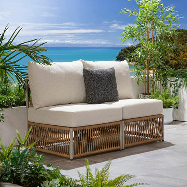 Quatropi Modular Outdoor Garden Sofa Set Aluminium Neutral Beige 140cm