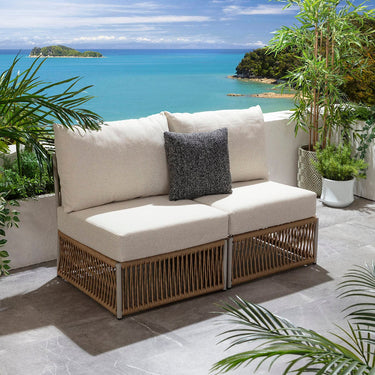 Quatropi Modular Outdoor Garden Sofa Set Aluminium Neutral Beige 140cm
