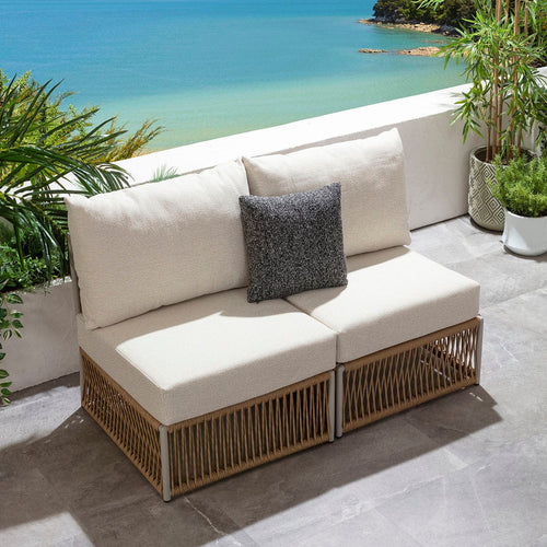 Cole Modular Outdoor Garden Sofa Set Neutral Honey 140cm S2B