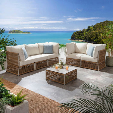 Quatropi Modular Outdoor Garden Sofa Set Aluminium Neutral Beige 148cm