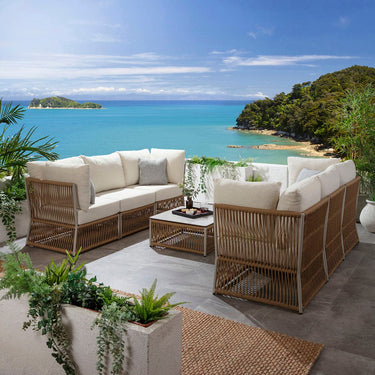 Quatropi Modular Outdoor Garden Sofa Set Aluminium Neutral Beige 218cm
