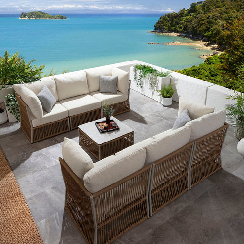 Cole Modular Outdoor Garden Sofa Set Neutral Honey 218cm S7