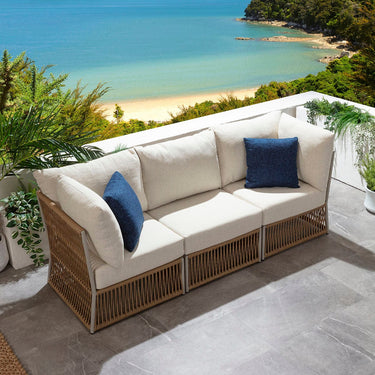 Quatropi Modular Outdoor Garden Sofa Set Aluminium Neutral Beige 218cm