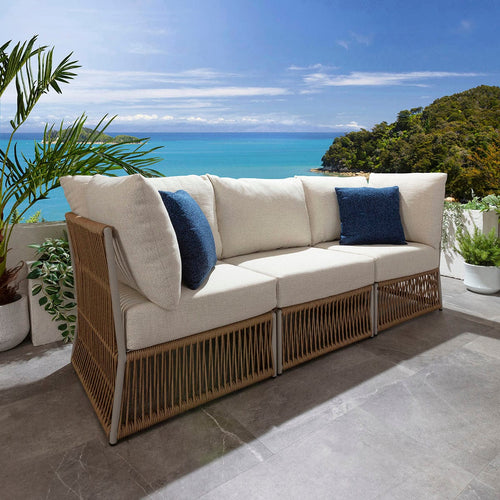 Cole Modular Outdoor Garden Sofa Set Neutral Honey 218cm S3