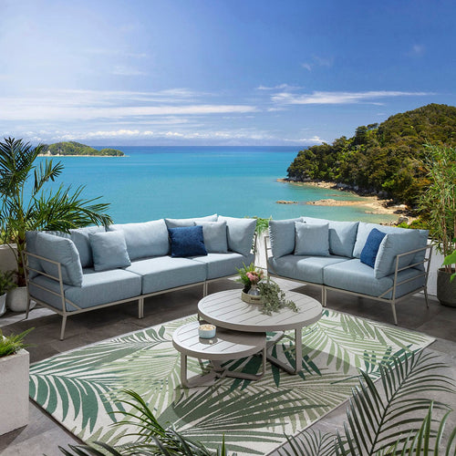 Cleo Modular Outdoor 2 & 3 Seater Garden Sofa Set Sky Blue 255cm & 170cm S2+S3