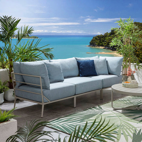 Cleo Modular Outdoor Garden Sofa Set Sky Blue 255cm S3