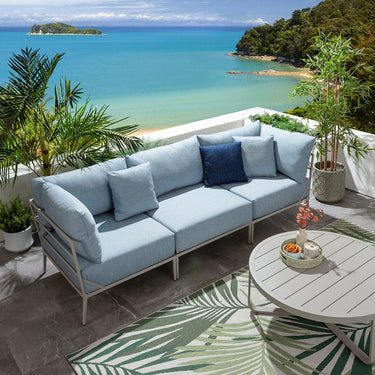 Quatropi Modular Outdoor Garden Sofa Set Aluminium Sky Blue 255cm
