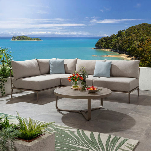 Cleo Modular Outdoor Garden Corner Sofa Set Latte Cream 255x170cm L5