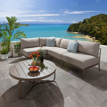 Quatropi Modular Outdoor L-Shape Garden Corner Sofa Aluminium Cream Beige 255x170cm
