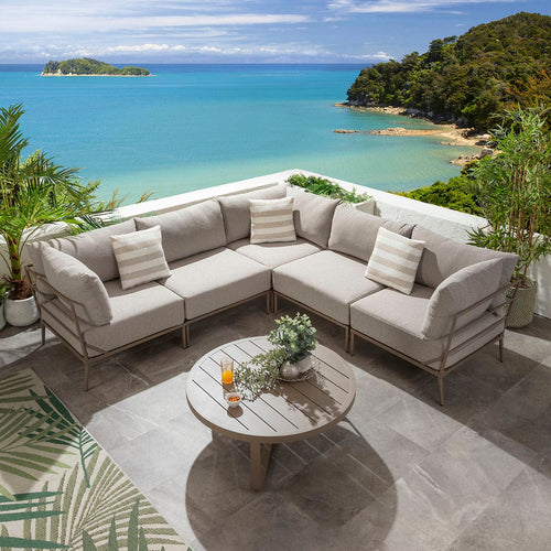 Cleo Modular Outdoor Garden Corner Sofa Set Latte Cream 255x255cm L6C