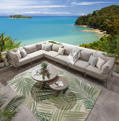 Cleo Modular Outdoor Garden Corner Sofa Set Latte Cream 340x340cm L8