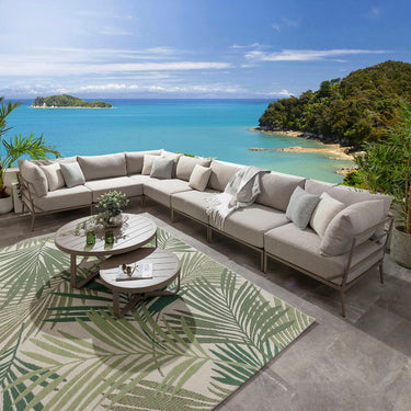 Quatropi Modular Outdoor L-Shape Garden Corner Sofa Aluminium Cream Beige 340x340cm