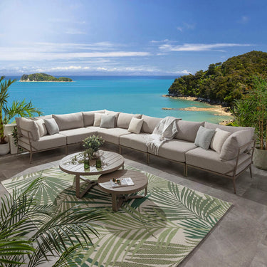 Quatropi Modular Outdoor L-Shape Garden Corner Sofa Aluminium Cream Beige 340x340cm