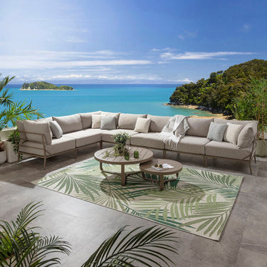 Quatropi Modular Outdoor L-Shape Garden Corner Sofa Aluminium Cream Beige 340x340cm