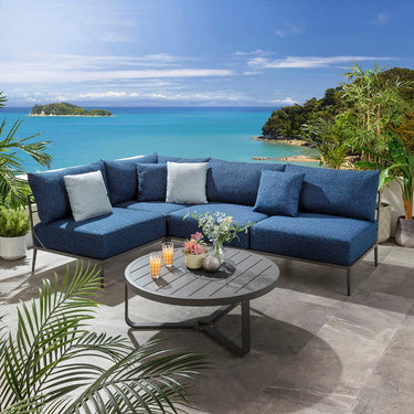 Quatropi Modular Outdoor L-Shape Garden Corner Sofa Aluminium Dark Blue 255x170cm