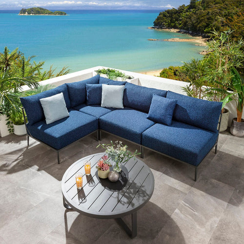 Cleo Modular Outdoor Garden Corner Sofa Set Midnight Blue 255x170cm L5