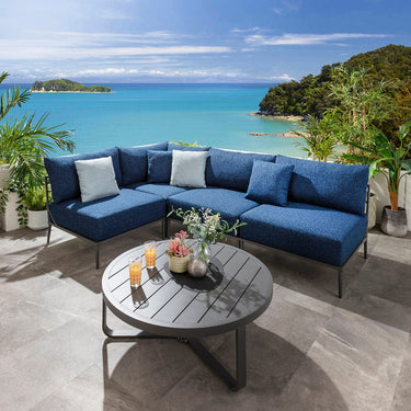 Quatropi Modular Outdoor L-Shape Garden Corner Sofa Aluminium Dark Blue 255x170cm