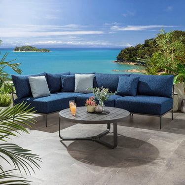 Quatropi Modular Outdoor L-Shape Garden Corner Sofa Aluminium Dark Blue 255x170cm