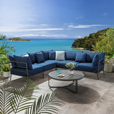Quatropi Modular Outdoor L-Shape Garden Corner Sofa Aluminium Dark Blue 255x255cm