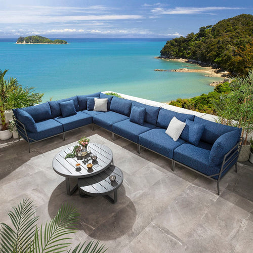 Cleo Modular Outdoor Garden Corner Sofa Set Midnight Blue 340x340cm L8