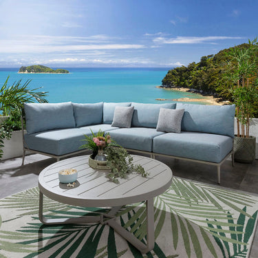 Quatropi Modular Outdoor L-Shape Garden Corner Sofa Aluminium Sky Blue 255x170cm