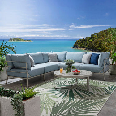 Quatropi Modular Outdoor L-Shape Garden Corner Sofa Aluminium Sky Blue 255x255cm
