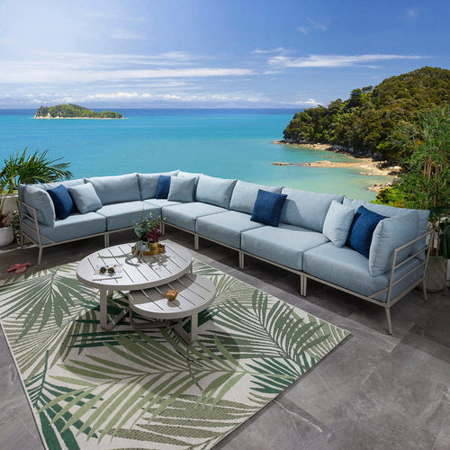 Cleo Modular Outdoor Garden Corner Sofa Set Sky Blue 340x340cm L8