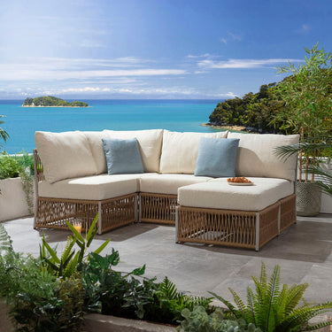 Quatropi Modular Outdoor L-Shape Garden Corner Sofa Set Aluminium Neutral Beige 214x144cm